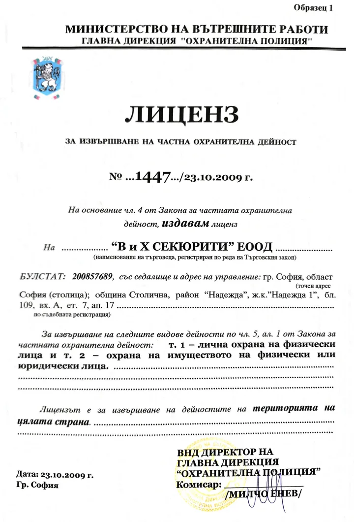 Private Security Activity Licence